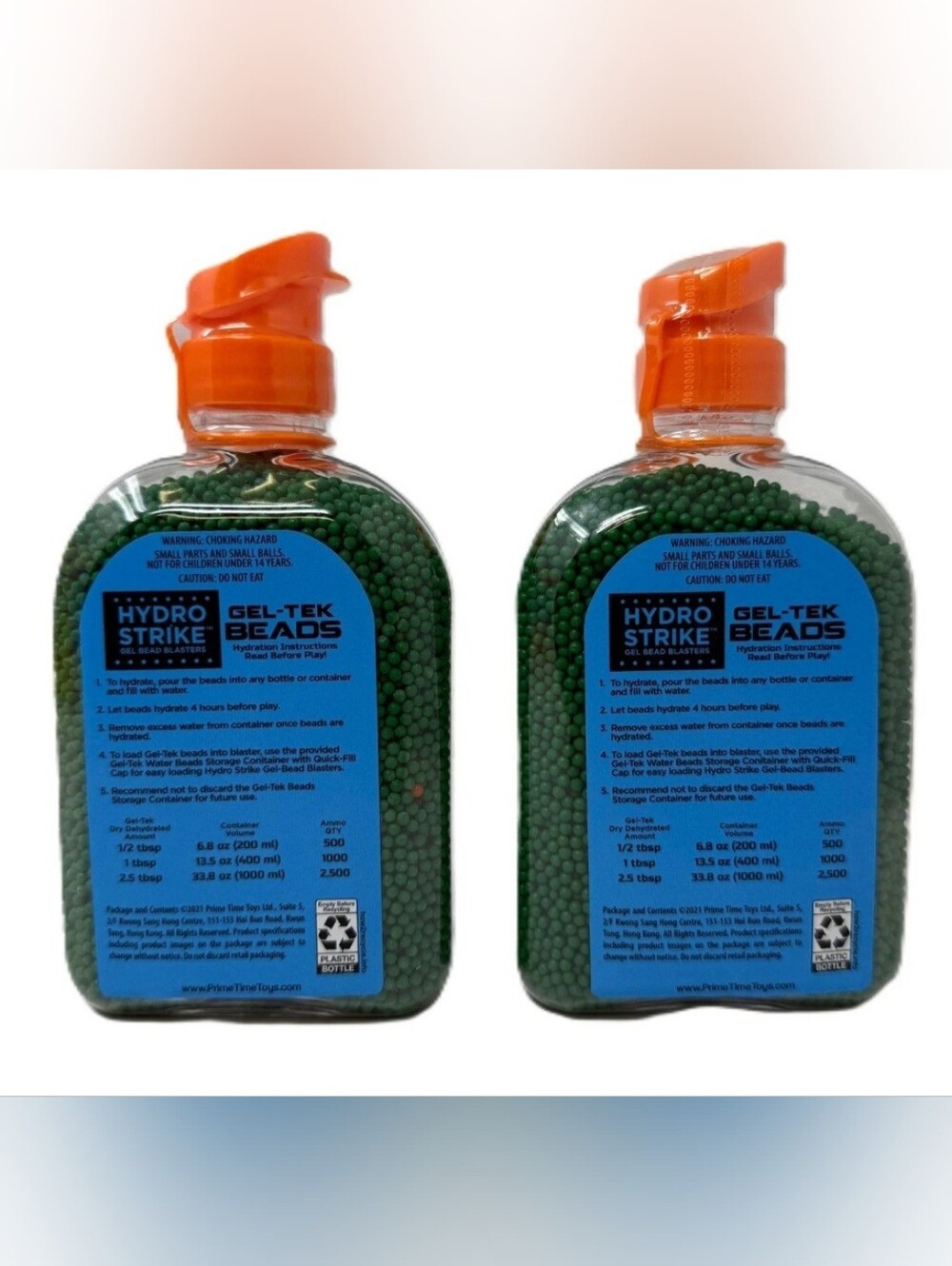 2PK Hydro Strike Gel-Tek Beads- 20,000 Universal Dehydrated Refill Pkg, Ages 14+